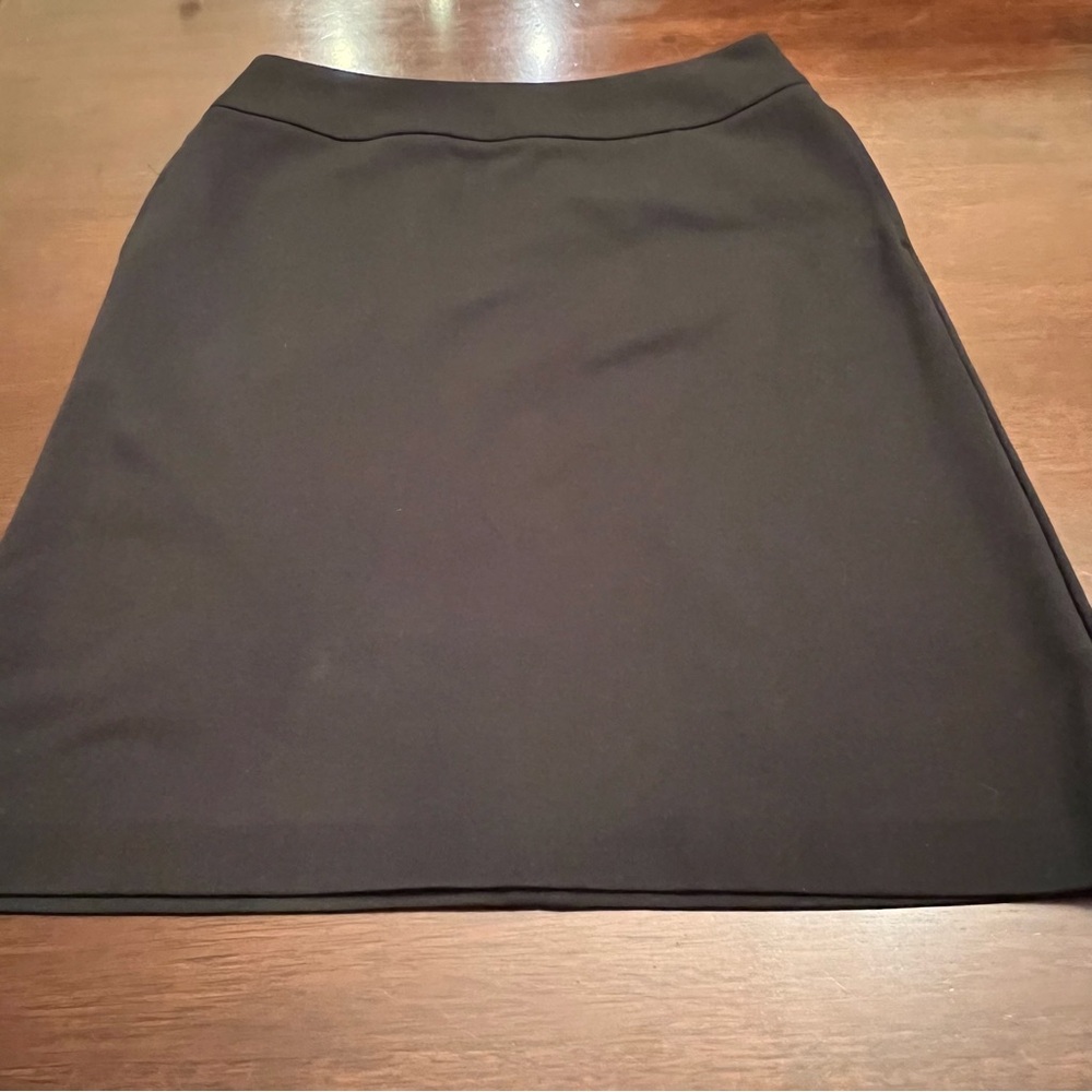 Muji Black Thick Stretch Flat Front Pencil Skirt